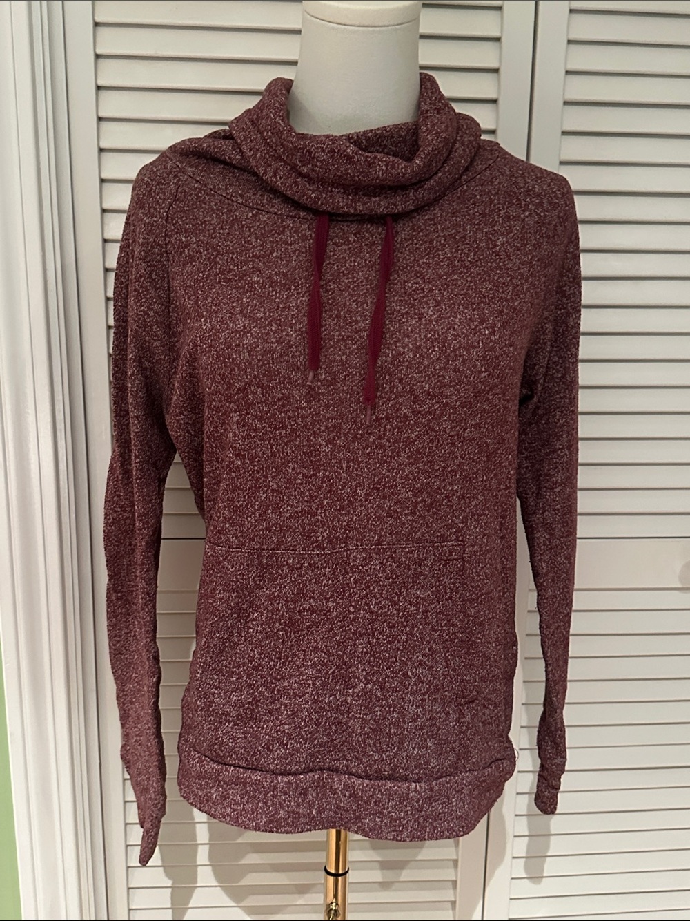 Derek Heart Maroon Cowl Neck Pullover Sweater Hoodie
